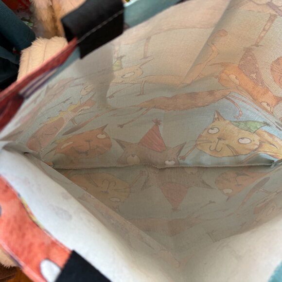 Cats Cotton and Hemp Cute Colorful Cat Group Tote Shoulder Reusable Bag - Picture 2 of 3